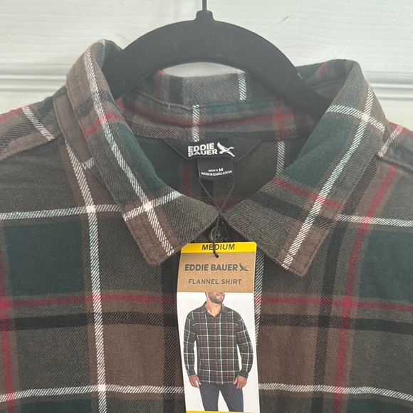 Eddie Bauer Men's Casual Plaid Shirt - Red, Green, and Brown - Picture 3 of 6